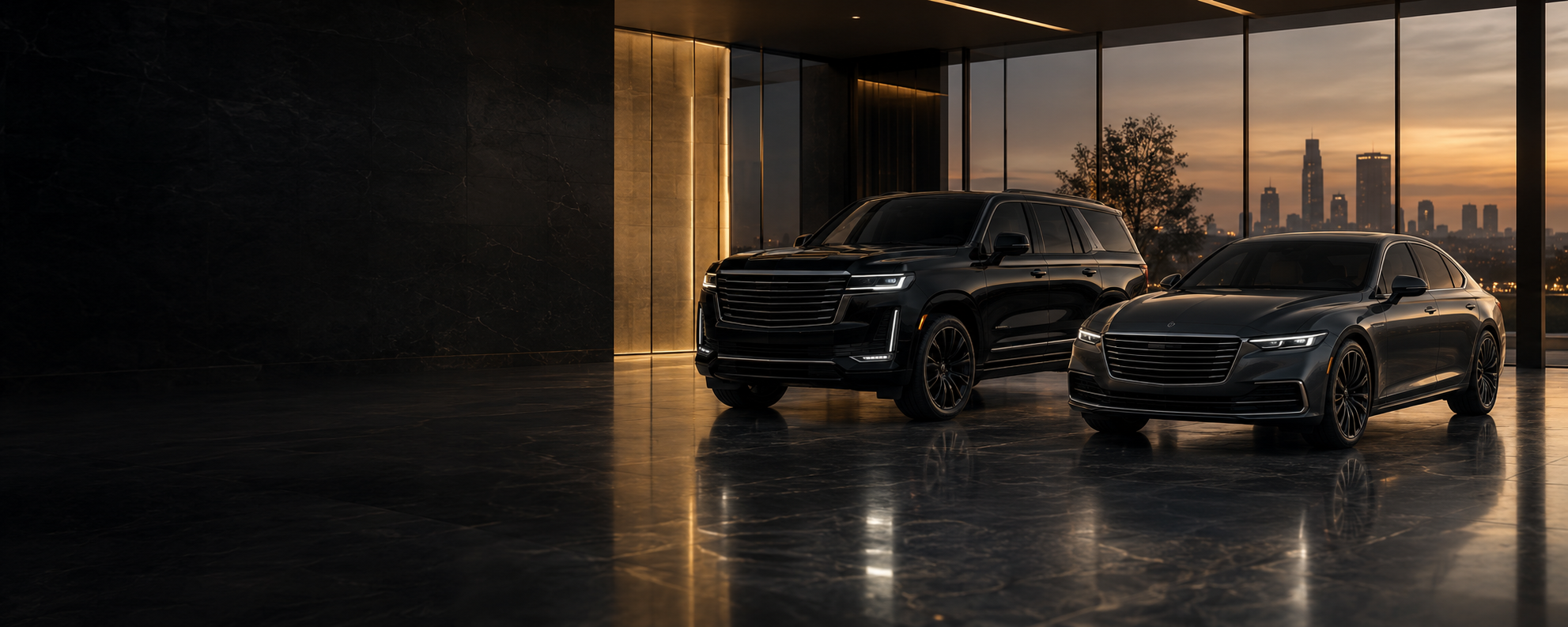 SUV e sedã premium em showroom
